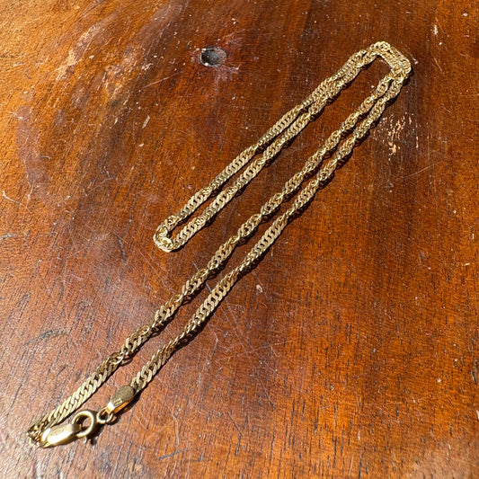 9ct Gold 18 Inch Singapore Twisted Link Necklace - Italy 375