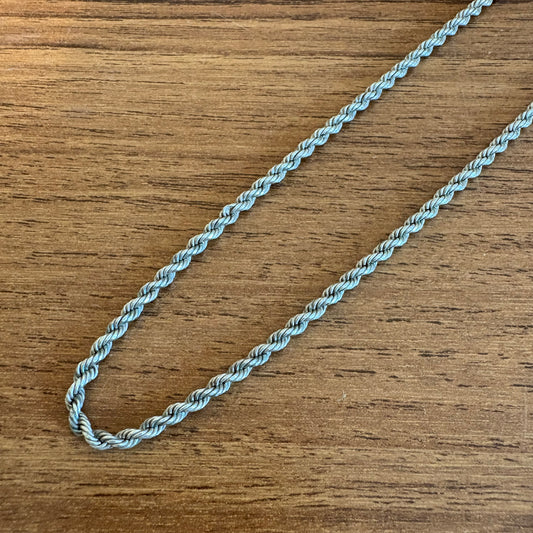 Sterling Silver Twisted Rope Necklace - 18 Inch