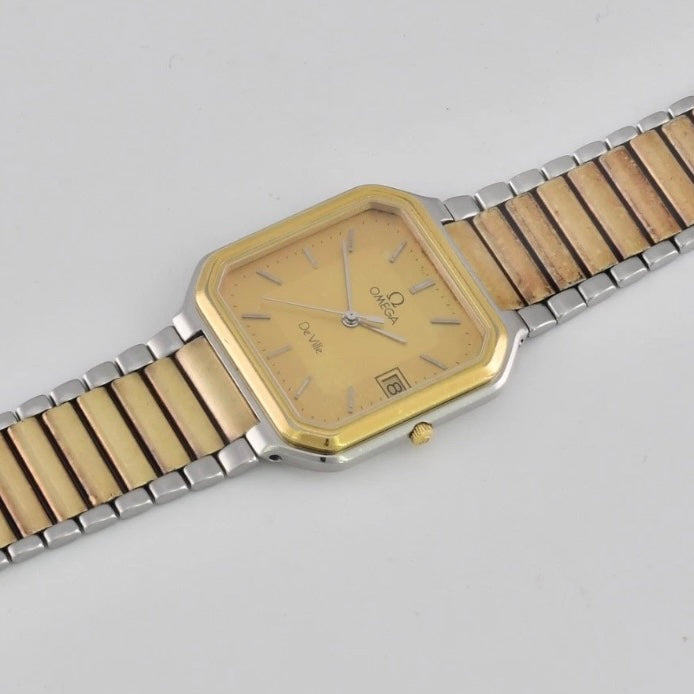 Vintage OMEGA De Ville Gold Stainless Steel Wrist Watch - 1987 - Original Papers